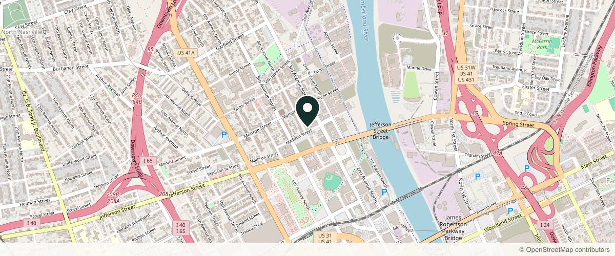 Map showing the exact location of Reflection Aesthetics Co at 1216 4th Ave N Ste 108, Nashville, TN 37208, USA