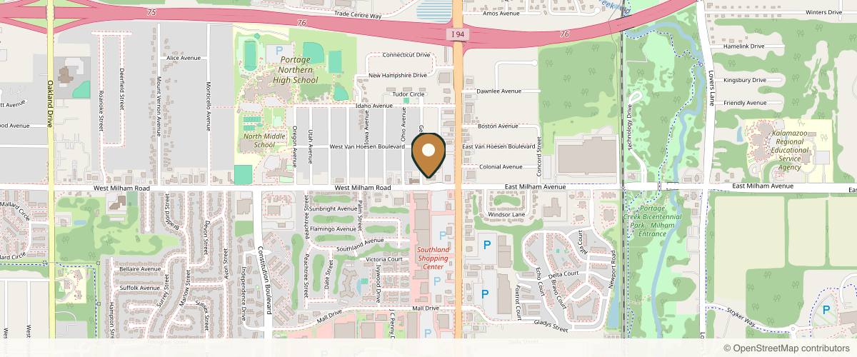 Map showing the exact location of Reflections Salon and Med Spa at 212 W Milham Ave Ste 260, Portage, MI 49024, USA