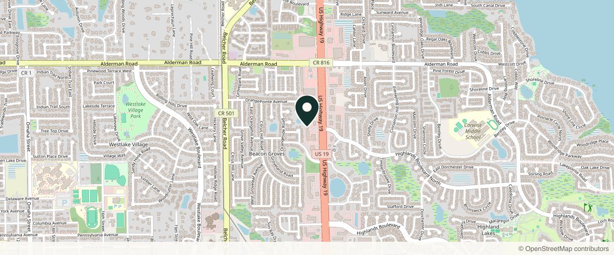 Map showing the exact location of Refresh - Aesthetics & Wellness at 34866 US-19 #27, Palm Harbor, FL 34684, USA
