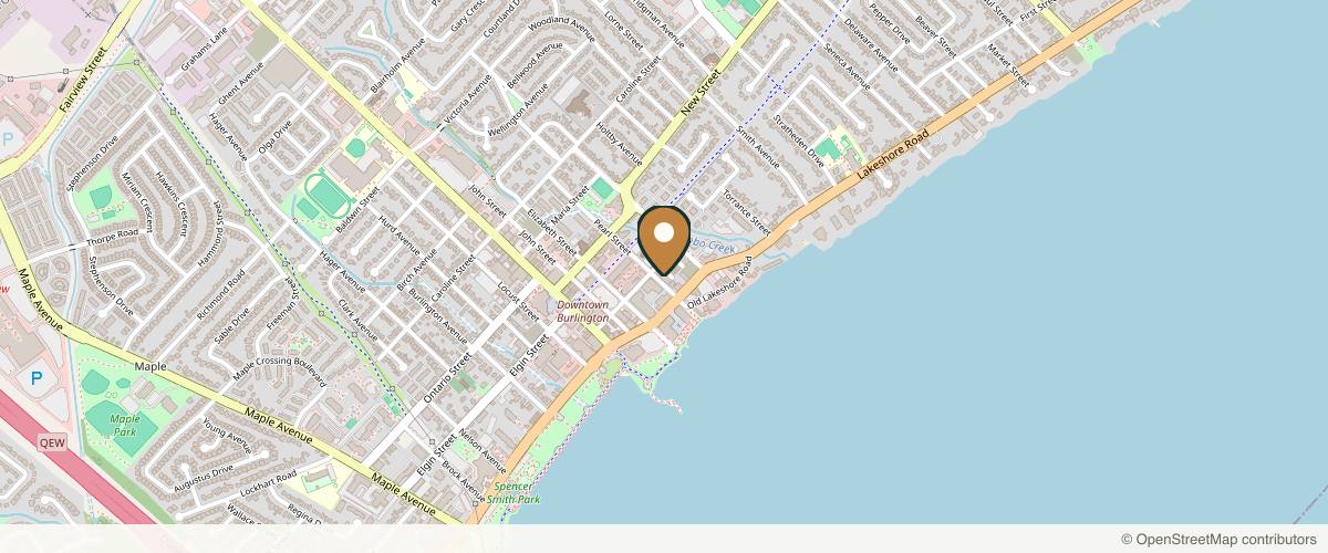 Map showing the exact location of Refresh Cosmetics at 397 Pearl St, Burlington, ON L7R 0A5, Canada