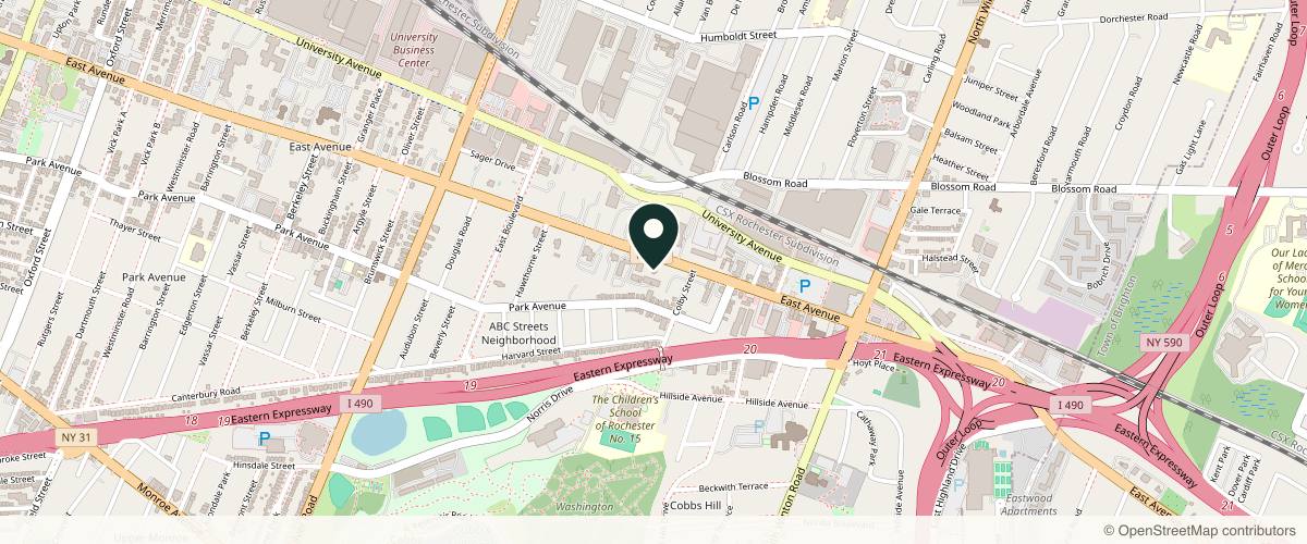 Map showing the exact location of Refresh Medical at 1545 East Ave Ste 2, Rochester, NY 14610, USA