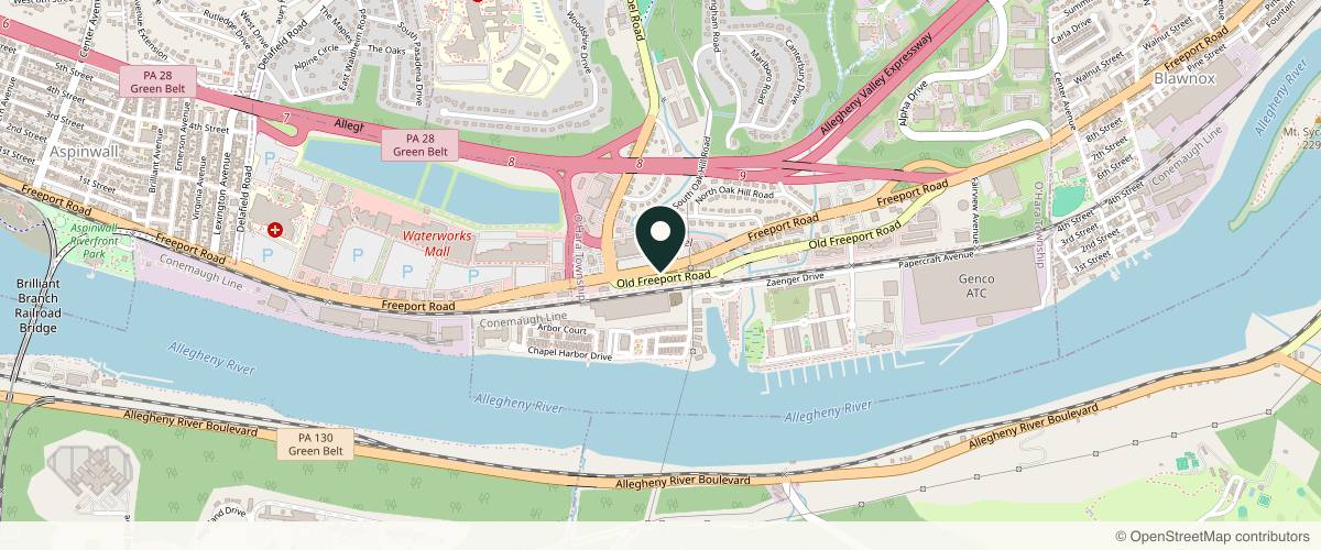 Map showing the exact location of Refreshed Aesthetics at 1122 Freeport Rd, Pittsburgh, PA 15238, USA