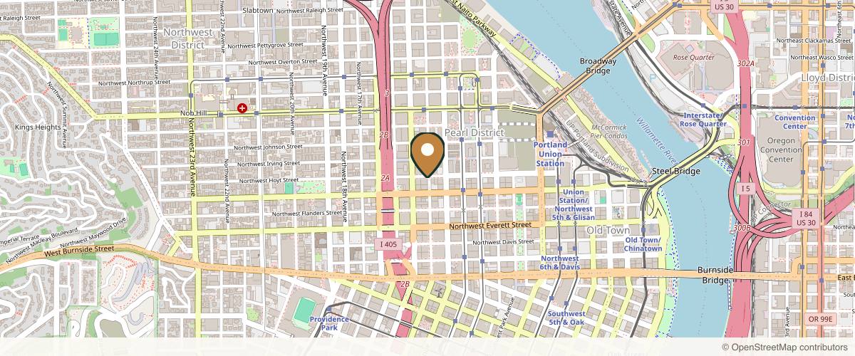 Map showing the exact location of Refreshed M.D. at 1306 NW Hoyt St #302, Portland, OR 97209, USA