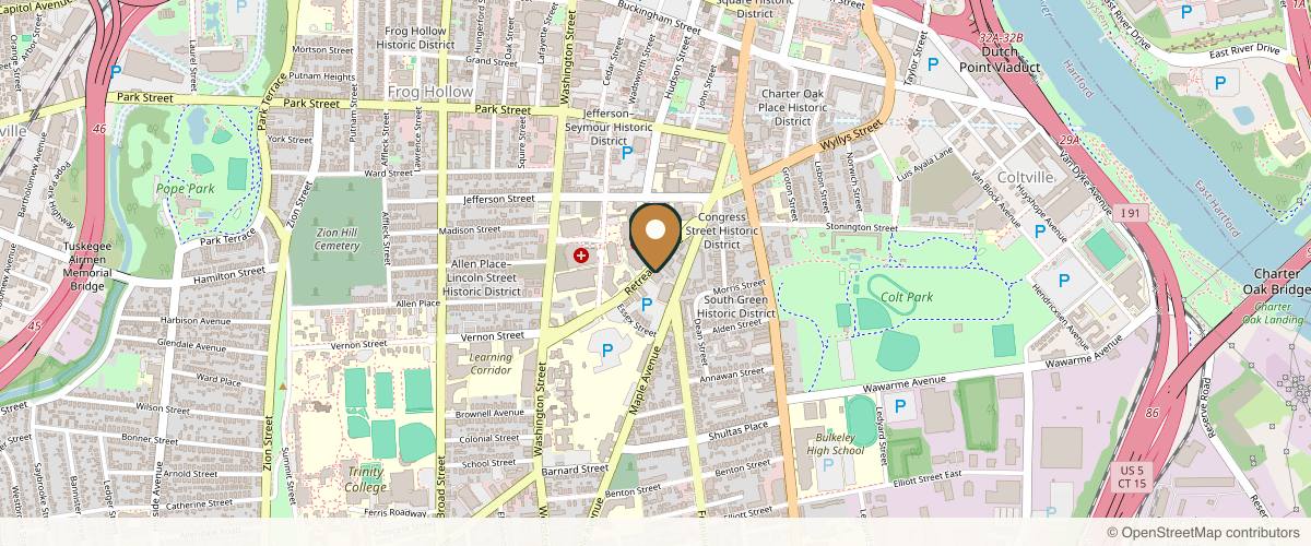 Map showing the exact location of Refreshed Medical Aesthetics at 100 Retreat Ave STE 603, Hartford, CT 06106, USA
