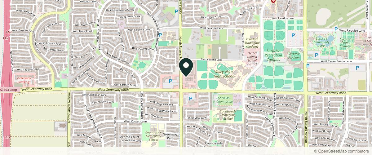 Map showing the exact location of Regena Spa at 15547 N Reems Rd, Surprise, AZ 85374, USA