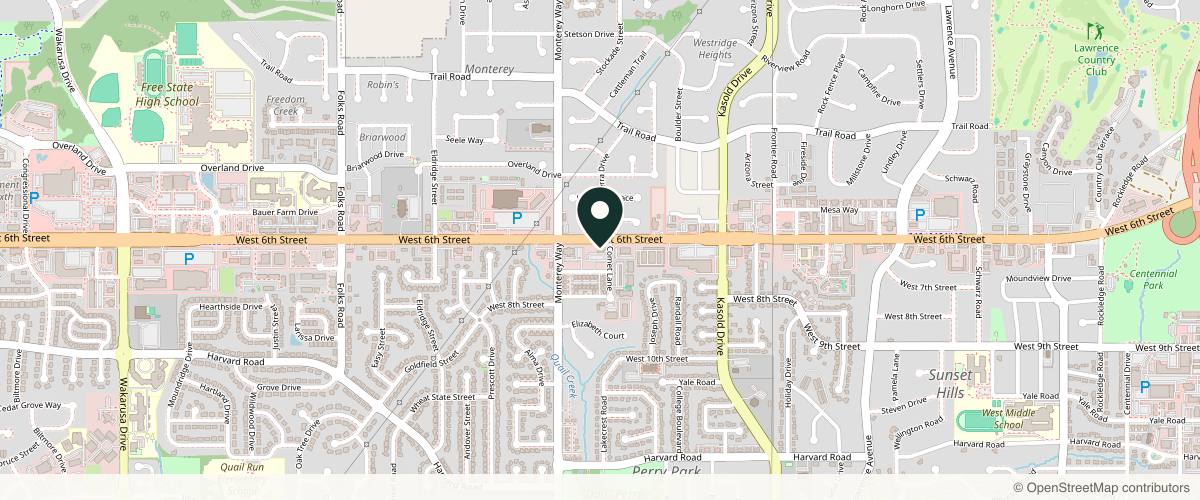 Map showing the exact location of Regener8 Yourself at 3801 W 6th St, Lawrence, KS 66049, USA