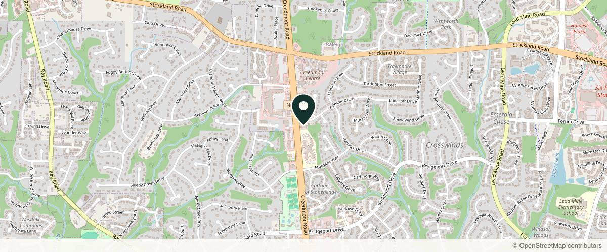 Map showing the exact location of Regenesis MD at 8020 Creedmoor Rd, Raleigh, NC 27613, USA