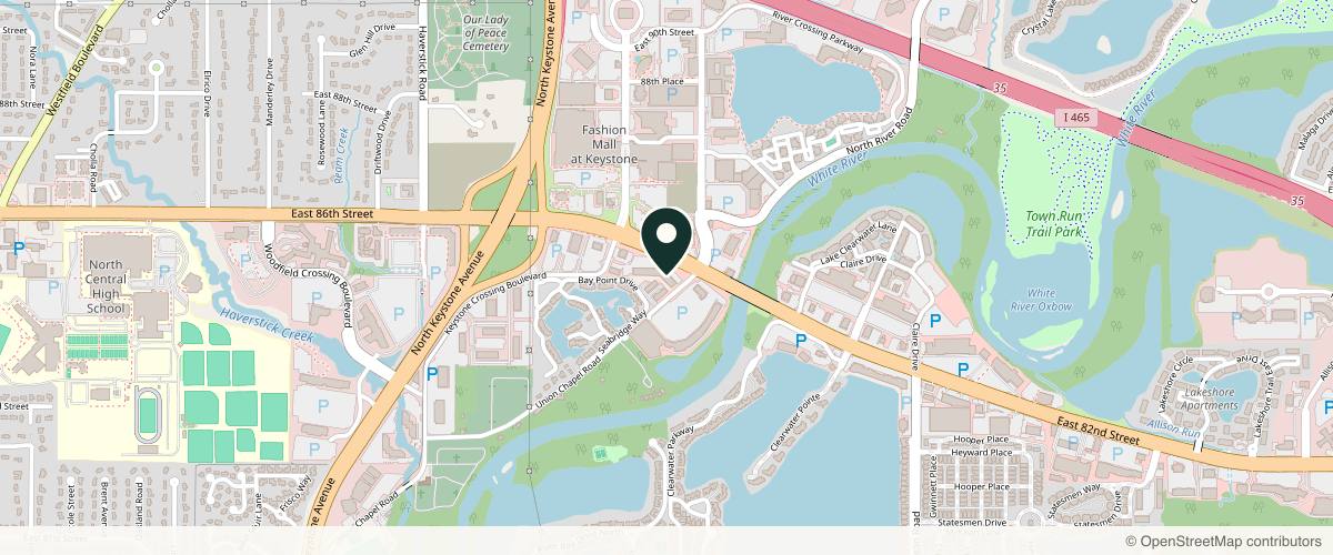 Map showing the exact location of Regevity - Indianapolis at 3425 E 86th St, Indianapolis, IN 46240, USA