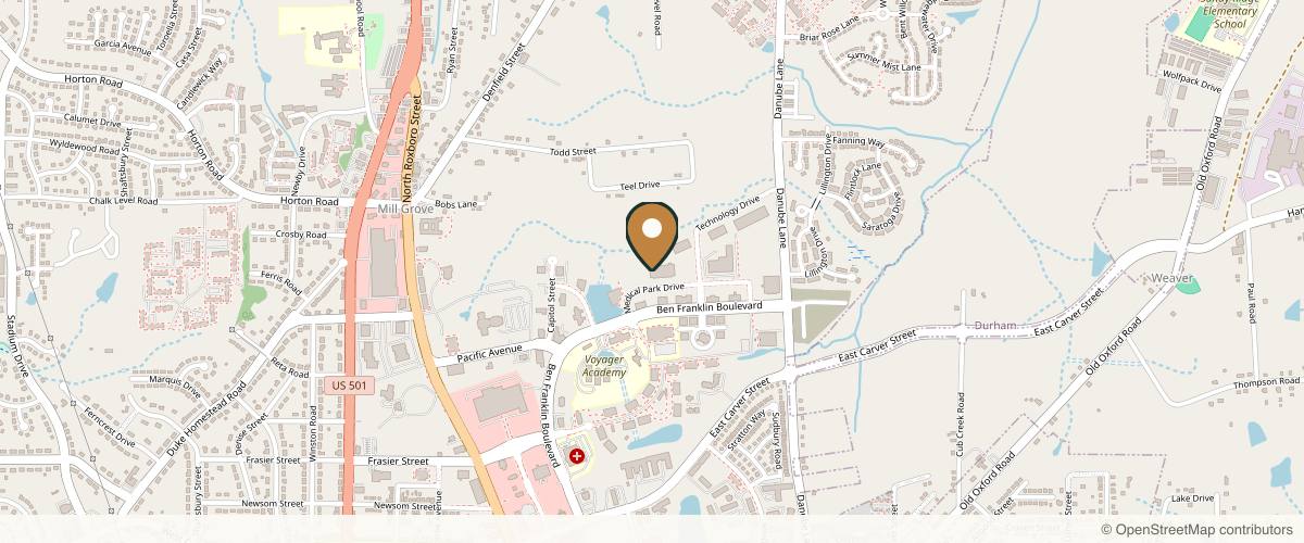 Map showing the exact location of Regional Dermatology of Durham PLLC at 4321 Medical Park Dr #102, Durham, NC 27704, USA