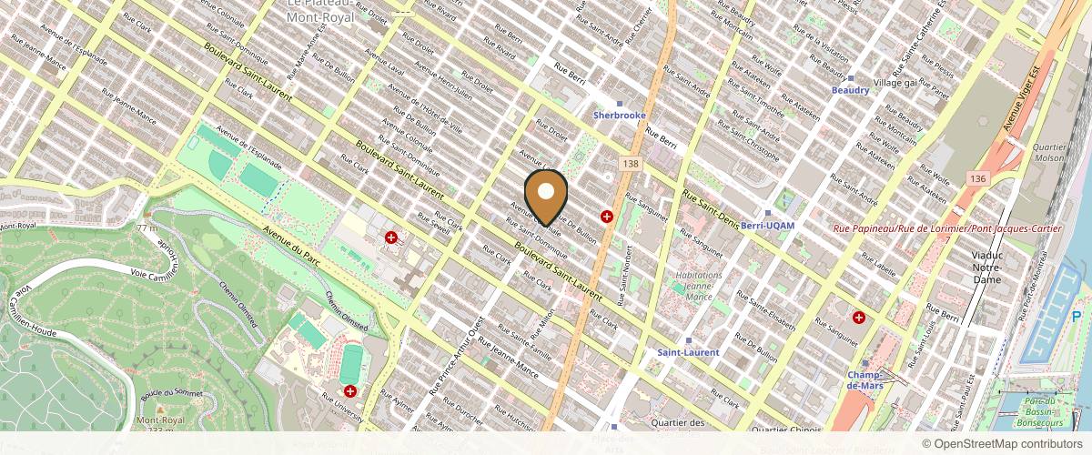 Map showing the exact location of Reimagine Clinic at 3554 Av. Coloniale, Montréal, QC H2X 2Y5, Canada