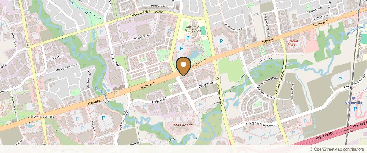 Map showing the exact location of Rejuuv Medi Spa at 3601 Hwy 7 Unit 1201, Markham, ON L3R 0M3, Canada