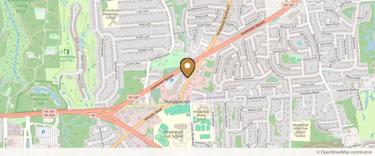 Map showing the exact location of REJUV Aesthetics & Wellness Spa at 536 Hauppauge Rd, Hauppauge, NY 11788, USA