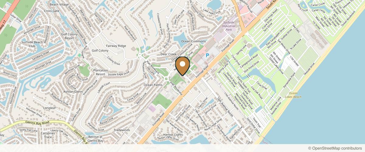 Map showing the exact location of Rejuva Med Spa at 1500 US-17 BUS, The Courtyard, Ste 307, Surfside Beach, SC 29575, USA