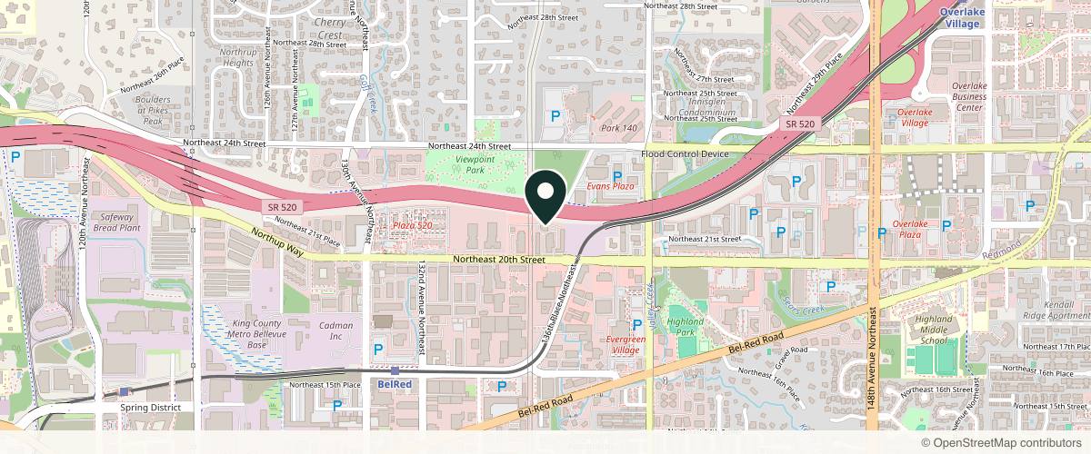 Map showing the exact location of Rejuvena Clinique at 13606 NE 20th St Ste 300, Bellevue, WA 98005, USA