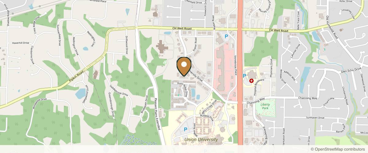 Map showing the exact location of Rejuvenate Wellness and MedSpa at 1348 Union University Dr Ste c, Jackson, TN 38305, USA