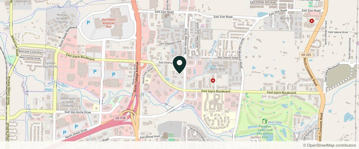 Map showing the exact location of Rejuvenated - A Well Labs+ Medspa at 1438 E Augustine Ln Suite 2, Fayetteville, AR 72703, USA