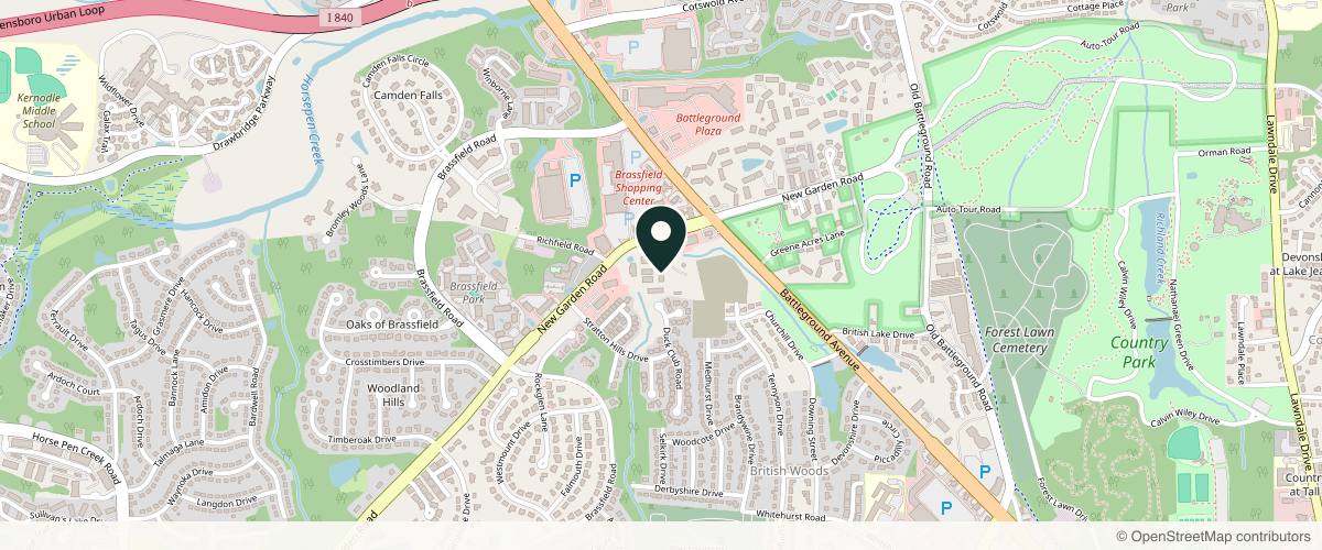 Map showing the exact location of Rejuvenation MD Aesthetics & Vein Center at New Garden Rd, Greensboro, NC 27410, USA