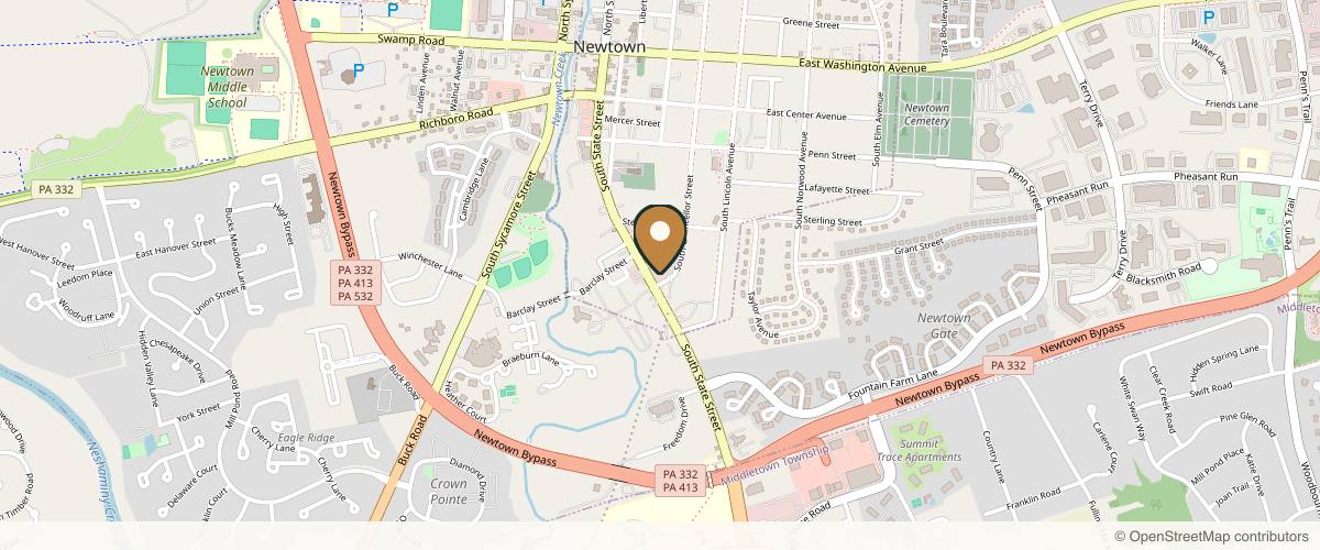 Map showing the exact location of Rejuvenation Medical Aesthetics at 451 S State St Ste C, Newtown, PA 18940, USA