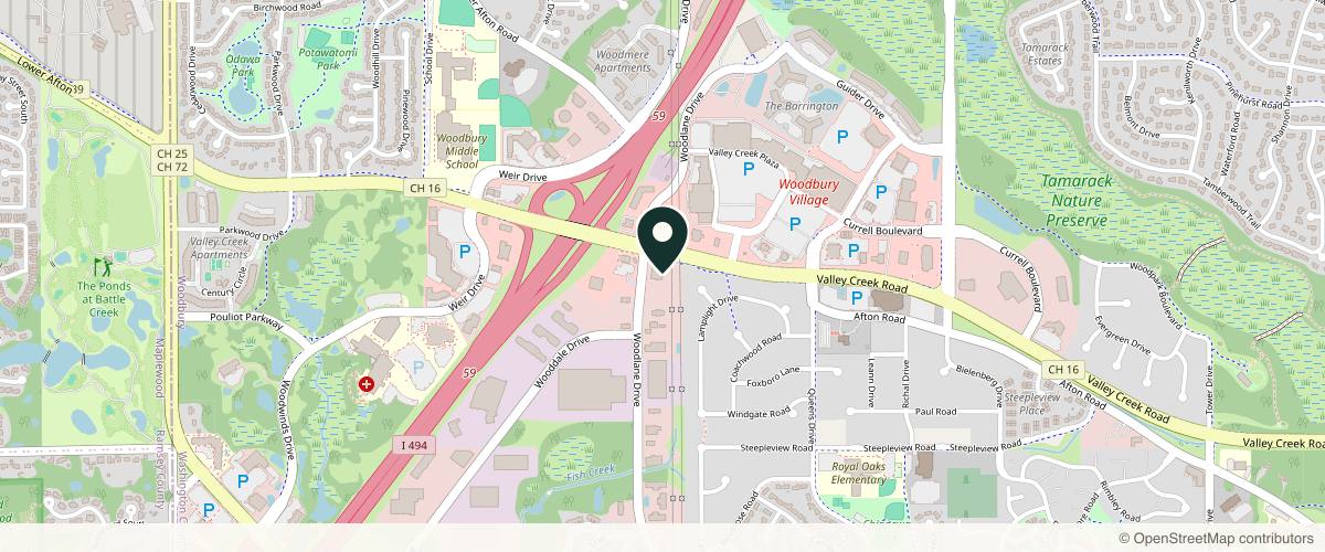 Map showing the exact location of Rejuvenation MedSpa by Minnesota Women's Care at 1687 Woodlane Dr #104, Woodbury, MN 55125, USA