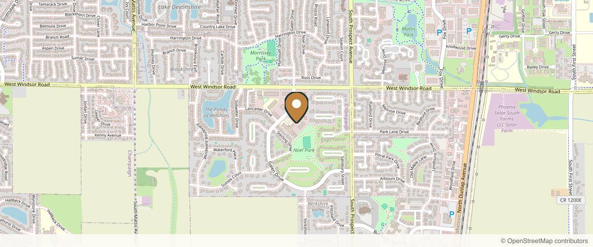 Map showing the exact location of Rejuvenis Facial Cosmetic Surgery and Medical Spa at 2504 Galen Dr #107, Champaign, IL 61821, USA