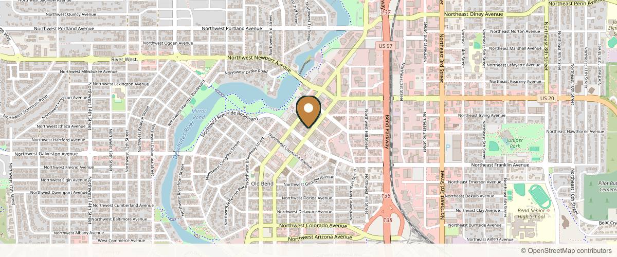 Map showing the exact location of Remède IV Therapy + Aesthetics - Bend at 841 NW Bond St Ste 11, Bend, OR 97703, USA