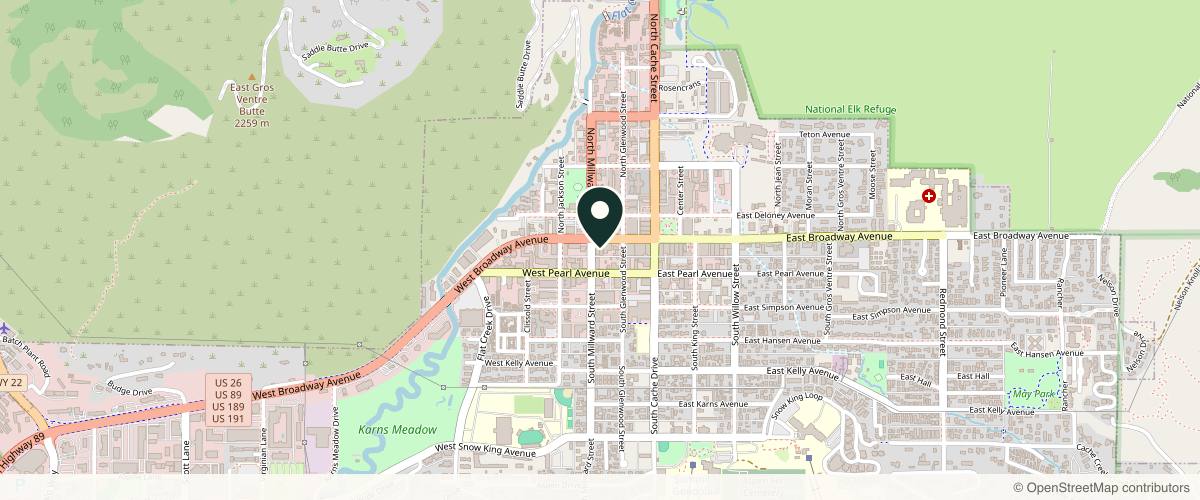 Map showing the exact location of Remède IV Therapy + Aesthetics - Jackson Hole at 160 W Broadway Unit c, Jackson, WY 83001, USA