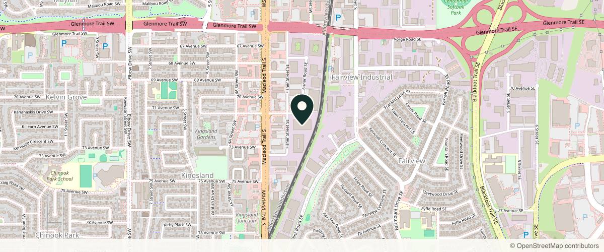 Map showing the exact location of Remington Laser Dermatology Centre at 7220 Fisher St SE #150, Calgary, AB T2H 2H8, Canada