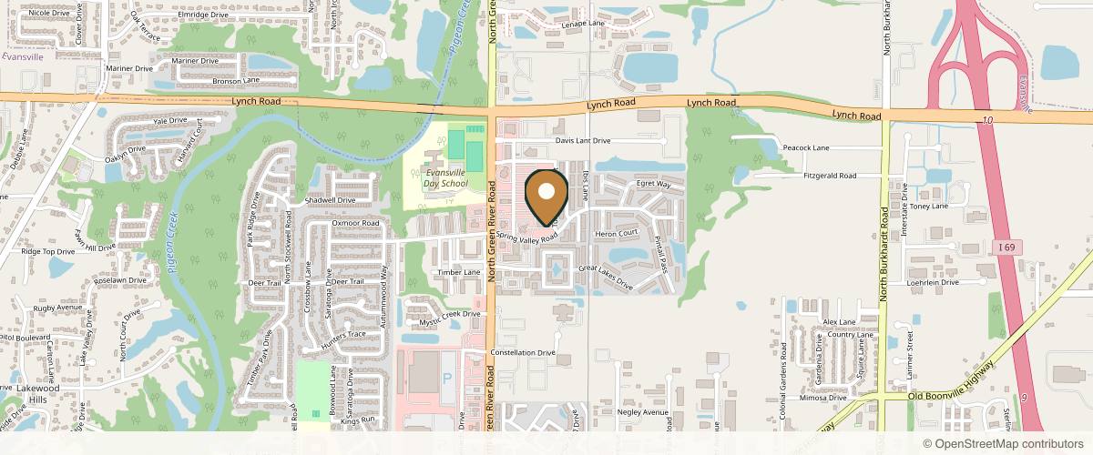 Map showing the exact location of Renew Spa at 3327 N Green River Rd, Evansville, IN 47715, USA