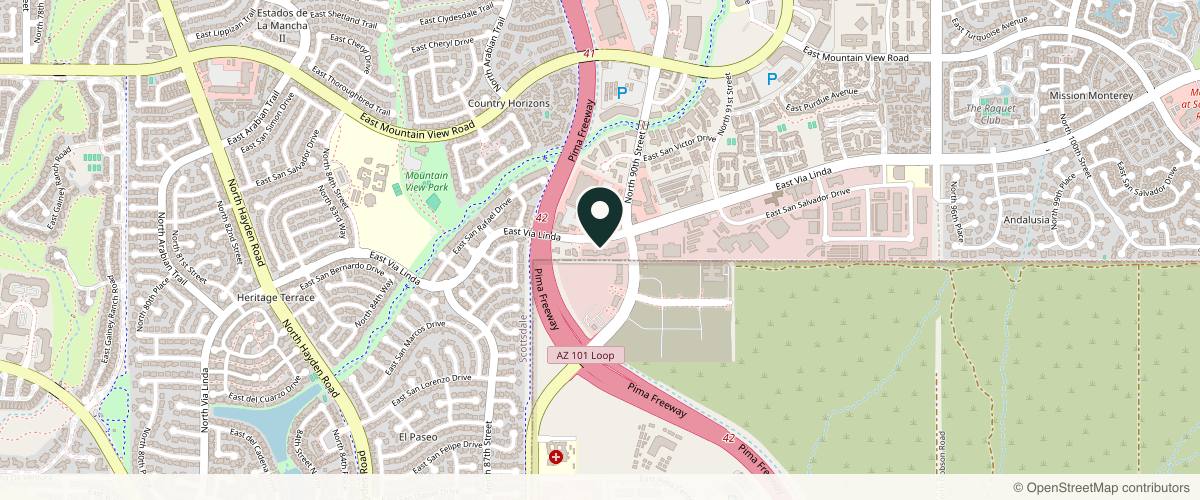 Map showing the exact location of Renew Wellness Medspa A Touch Of Thailand at 8989 E Vía Linda 211 2nd floor, Scottsdale, AZ 85258, USA