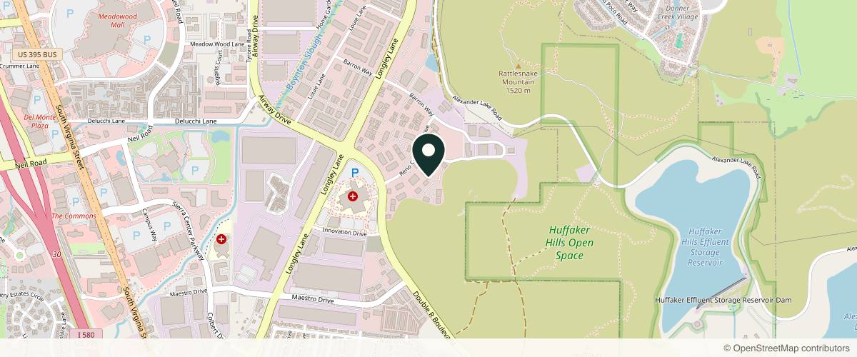 Map showing the exact location of Reno Tahoe Dermatology | Dr. Billie Casse at 5452 Reno Corporate Dr, Reno, NV 89511