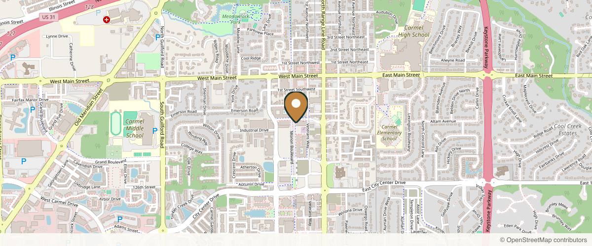 Map showing the exact location of Renova Aesthetics at 145 W Elm St Ste 170, Carmel, IN 46032, USA