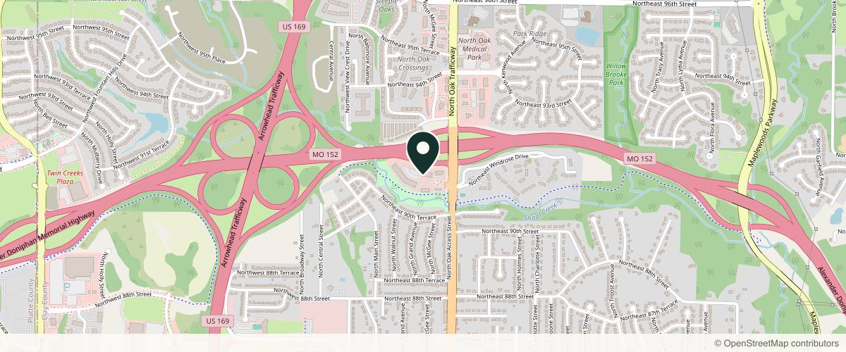 Map showing the exact location of Renu Aesthetics and Wellness at 190 NE 91 St, Kansas City, MO 64155, USA