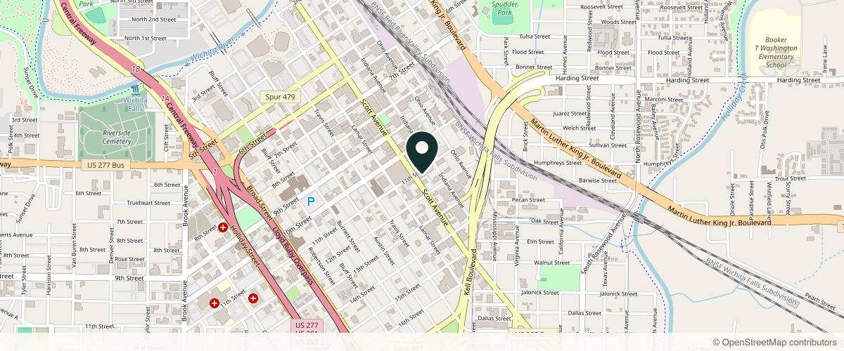 Map showing the exact location of Reset and Replenish Wellness Lounge LLC at 1101 Scott Ave Ste 10, Wichita Falls, TX 76301, USA