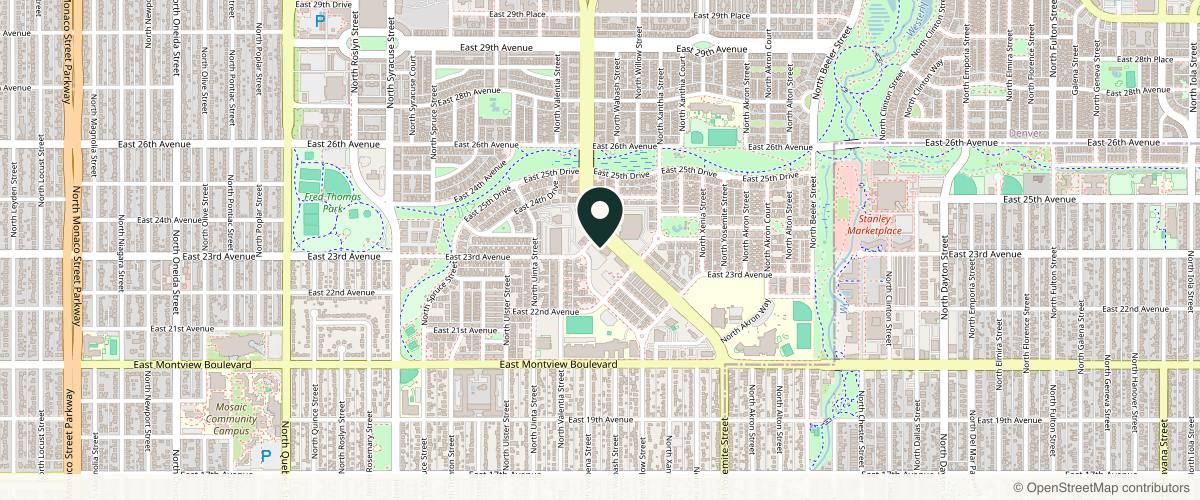 Map showing the exact location of RESTOR Medical Spa | Central Park at 2373 Central Park Blvd #103, Denver, CO 80238, USA