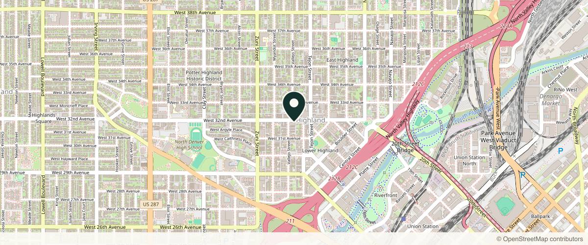 Map showing the exact location of RESTOR Medical Spa | LoHi at 2128 W 32nd Ave, Denver, CO 80211, USA