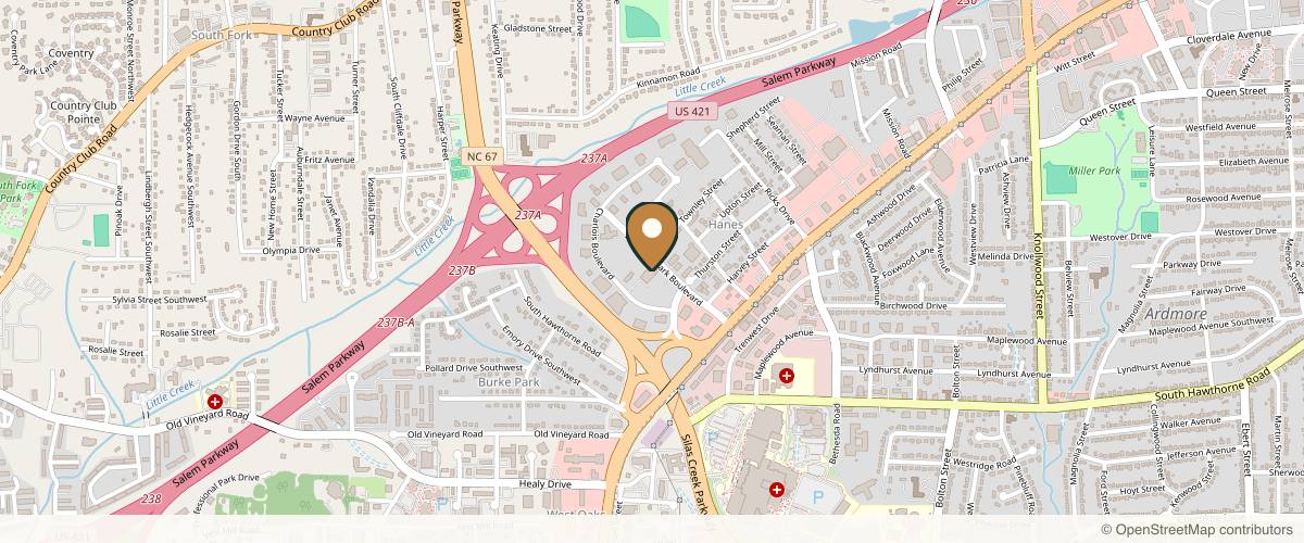 Map showing the exact location of Restoration MedSpa at 250 Executive Park Blvd #105, Winston-Salem, NC 27103, USA