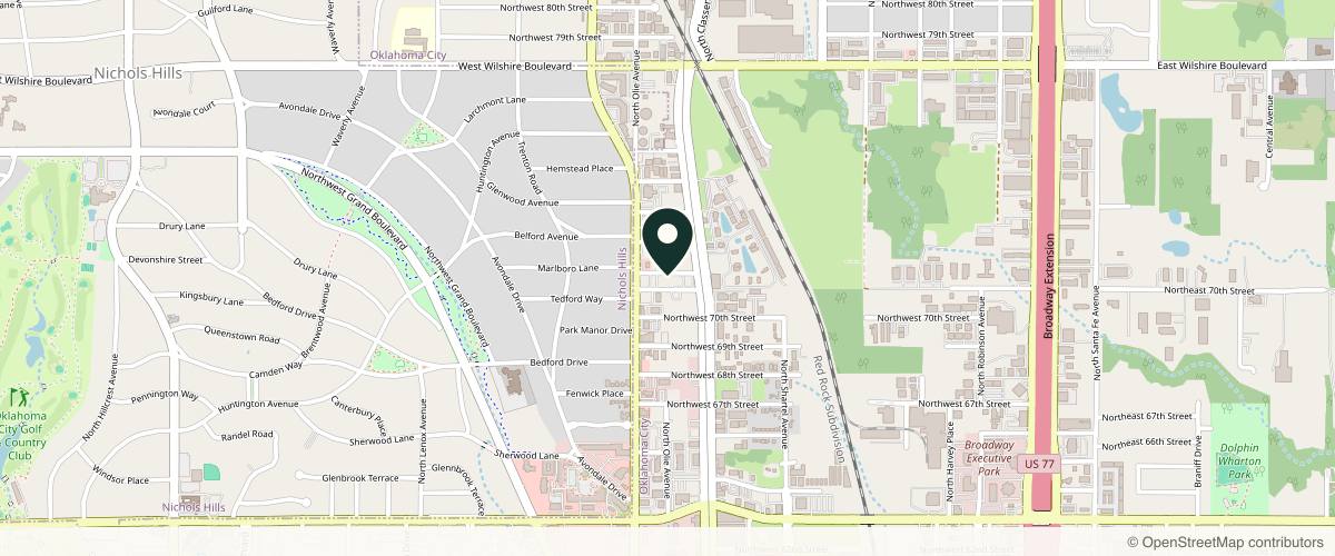 Map showing the exact location of Restorative Injectables at 1001 NW 71st Pl Bldg 3, Oklahoma City, OK 73116, USA