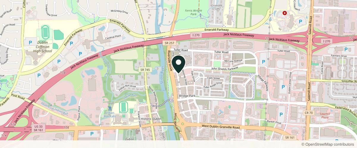 Map showing the exact location of Restore Hyper Wellness at 6780 Longshore St, Dublin, OH 43017, USA