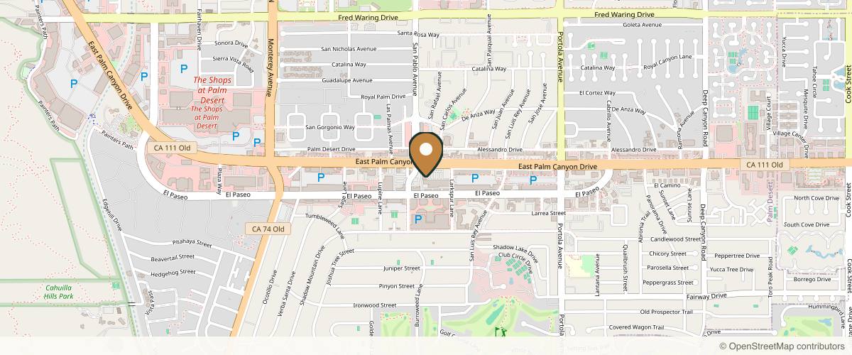 Map showing the exact location of Restore Hyper Wellness at 73-567 CA-111 Ste G-1, Palm Desert, CA 92260, USA