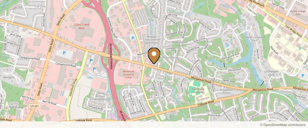 Map showing the exact location of Retro Spa & Wellness, PLLC at 3622 Morganton Rd Ste B, Fayetteville, NC 28303, USA