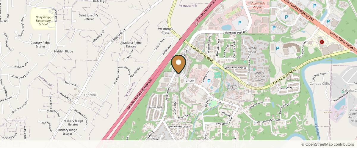 Map showing the exact location of Reveal Beauty Plastic Surgery at 2871 Acton Rd Suite #101, Vestavia Hills, AL 35243, USA