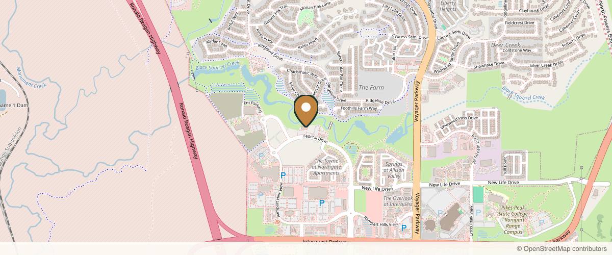 Map showing the exact location of Reveal Med Spas at 9524 Federal Dr #230, Colorado Springs, CO 80921, USA