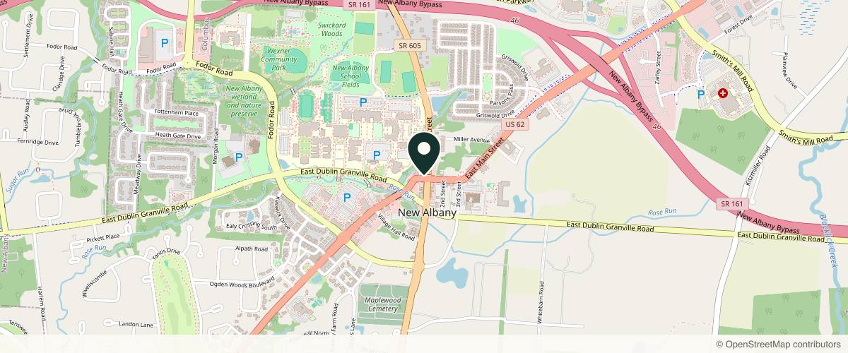 Map showing the exact location of Reverse Aesthetics at 3 N High St, New Albany, OH 43054, USA