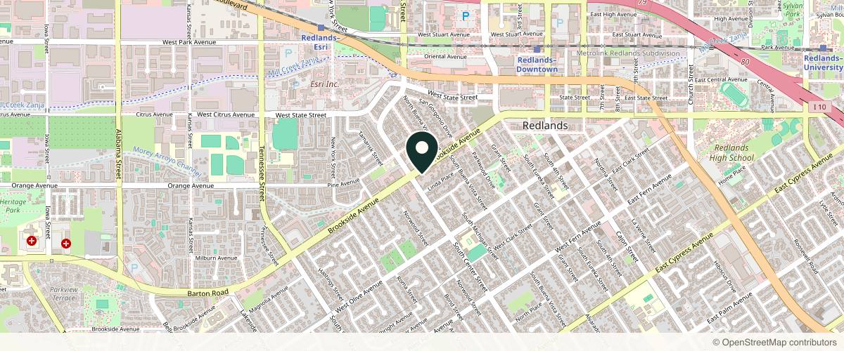 Map showing the exact location of Reverse Gravity Medical Aesthetics at 627 Brookside Ave, Redlands, CA 92373, USA