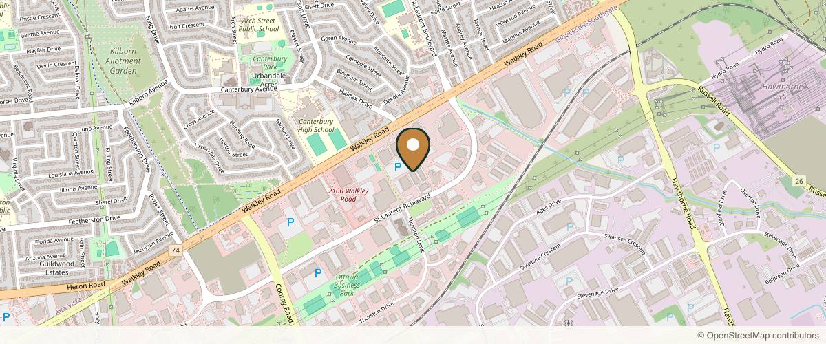 Map showing the exact location of Revisions Medical Aesthetics at 2310 St. Laurent Blvd Unit 220, Ottawa, ON K1G 5H9, Canada