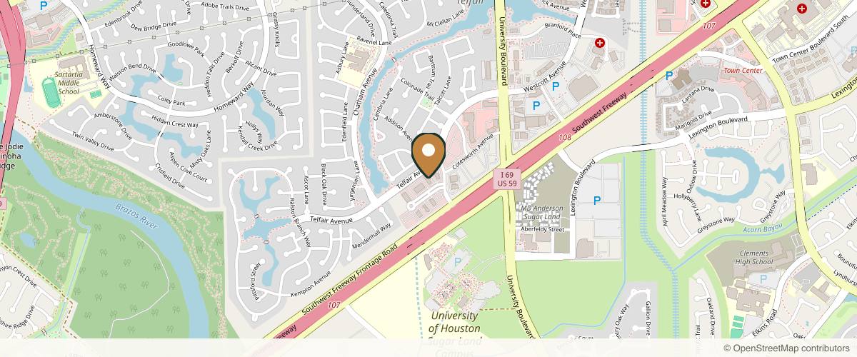 Map showing the exact location of Revital Laser & Skin Clinic at 6909 Brisbane Ct Ste 300, Sugar Land, TX 77479, USA