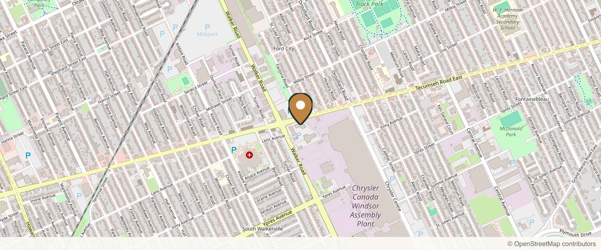 Map showing the exact location of Revitalize Medical Laser Centre at 2425 Tecumseh Rd E #216, Windsor, ON N8W 1E6, Canada
