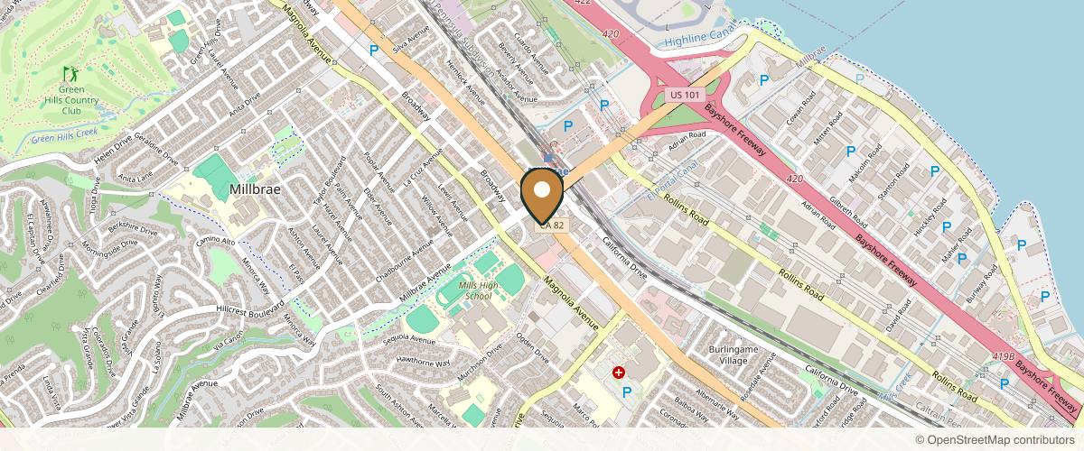 Map showing the exact location of Reviv Med Spa & Laser Treatment at 31 S El Camino Real, Millbrae, CA 94030, USA