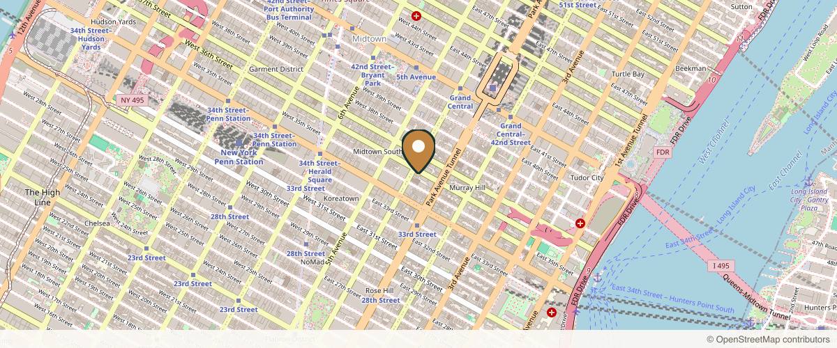 Map showing the exact location of Revival Med Spa at 24 E 36th St, New York, NY 10016, USA