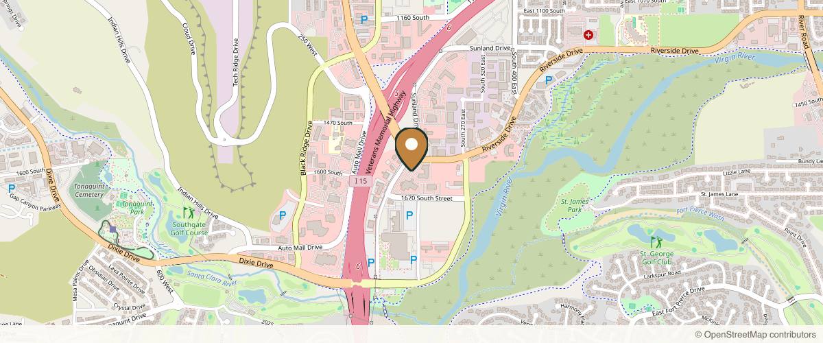 Map showing the exact location of Revive Aesthetic Medicine & Wellness at 136 E Riverside Dr Suite #300, St. George, UT 84790, USA